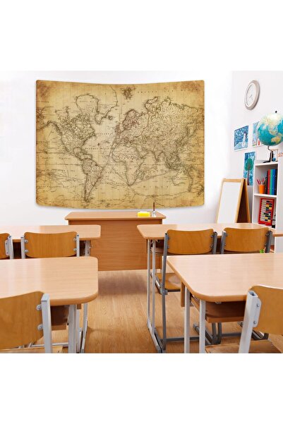 genernic Vintage World Map Wall Tapestry - Educational World Map Poster - 1.50 × 1 m