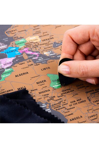 Generic Atlas & Green Scratch-Off World Map (28×17 in, L) with US States, Accessories & Gift Tube