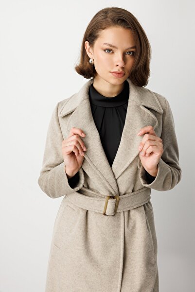Ekol Double-Breasted Cashmere Coat with Belt