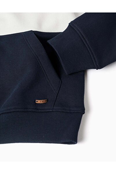 Ziddy Brushed hooded jacket with colour block for boys, red/white/blue