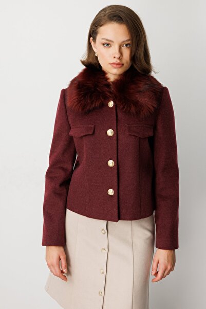 Ekol Short Coat with Fur Collar