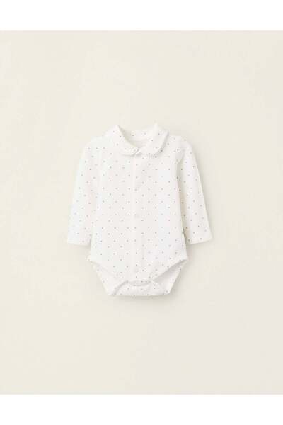 Ziddy بدلة جسم بنقشة "نجوم" للأطفال حديثي الولادة، باللون الأبيض
