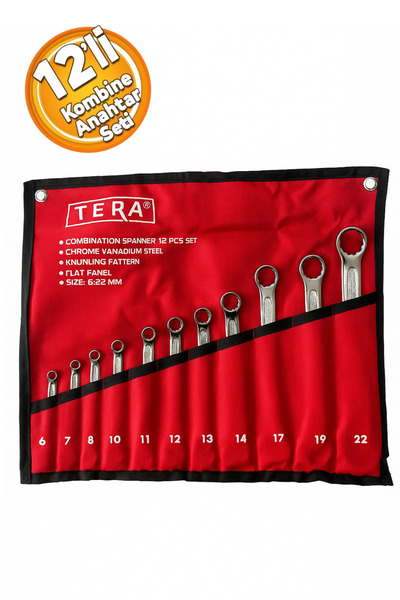 TERA Profesyonel Bezli 12'li Kombine Anahtar Takımı 12 Parça Parlak
