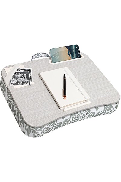 Generic مكتب لاب جير المصمم مع حامل للهاتف ورف للأجهزة - رمادي بنقشة دمشقية -...