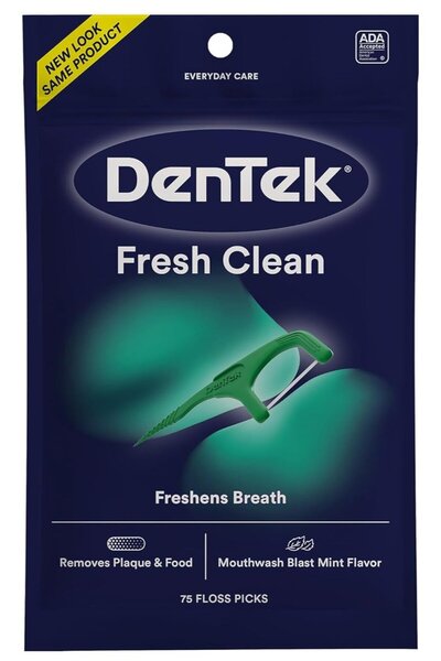 DENTEK Fresh Clean Floss Picks, For Extra Tight Teeth, 75 Count