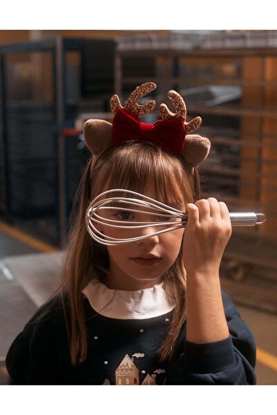 Ziddy Velour Headband with Bow and Glitter for Babies and Girls 'Reindeer', Beige