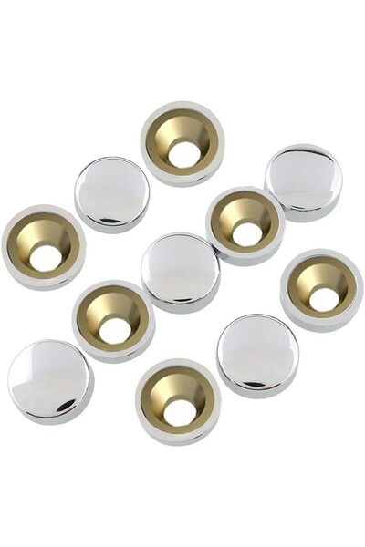 Selim Yapı Dekoratif Vida Kapağı Kapatıcı Vida Kapama 15 Mm Parlak Krom Metal Vida Tapası Tıpası (10 ADET)