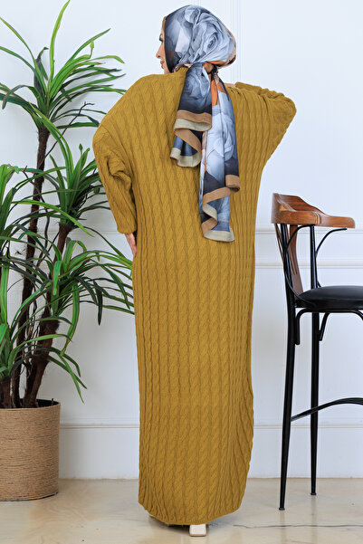 benguen Πλεκτό φόρεμα με σχέδιο N7082 Πράσινο λαδί