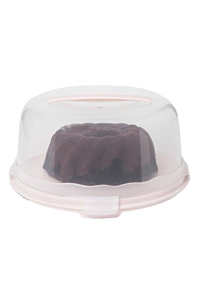 PUFO Cookies round platter with transparent lid for serving cakes, cookies, muffins, Ø 34 cm, pink