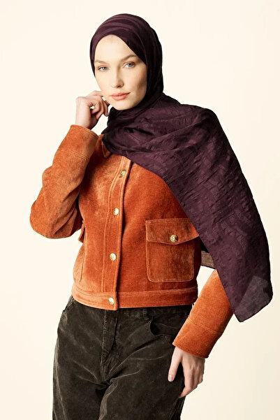 Madame Polo Premium Jakar Şal Dalga Desen - Vişne Çürüğü