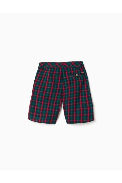 Ziddy Cotton checked chino shorts You&Me for boys, green/blue/red