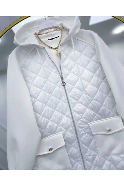 MODA VEDAT Women's Double Pocket Front Quilted Jacket