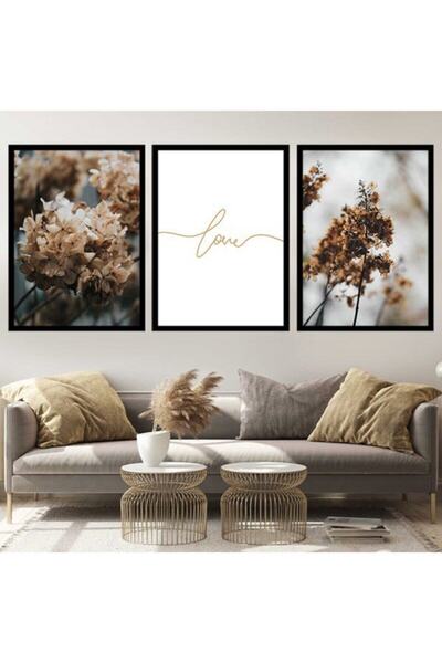 Araste Dekorasyon Autumn Love Triple Frame and Poster Set - B1040