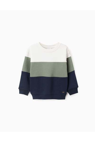 Ziddy سويت شيرت ممشط بألوان متعددة للأولاد، أبيض/أخضر/أزرق