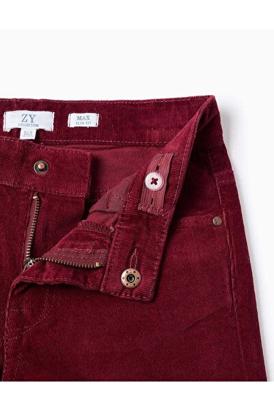 Ziddy Corduroy trousers 'slim fit' for boys, dark red