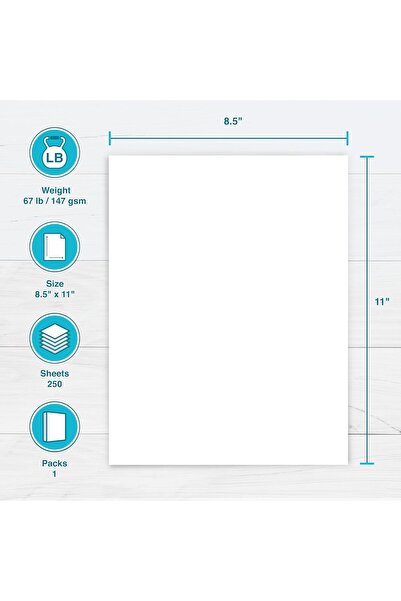 PRINTWORKS Standard White Cards 30kg Bristol, 92 Brightness, 250 Sheets, 21.5×28 cm (00564)