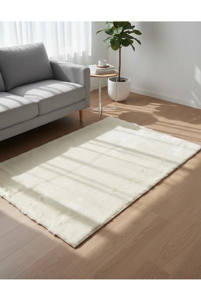 REDTAG Cream Silk Shaggy Rug