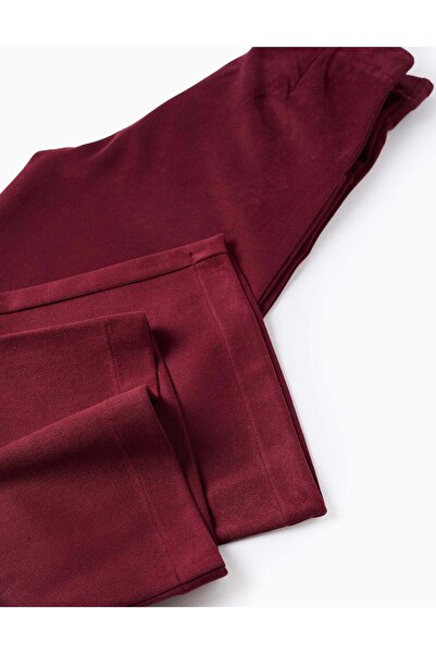 Ziddy Wide leg suedette trousers for girls, burgundy