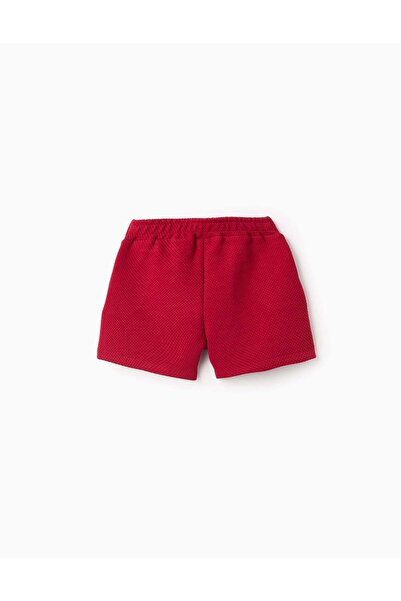 Ziddy Textured Shorts for Girls, Red