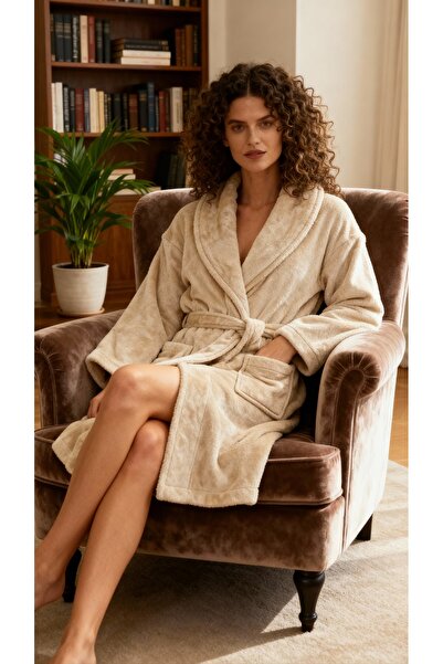 MEYHOME Wellsoft Şalyaka Unisex Beige Dressing Gown