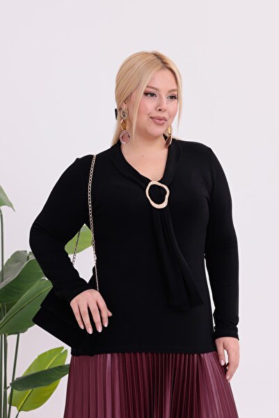 Siyezen Plus Size Scarf Gold Accessory Blouse