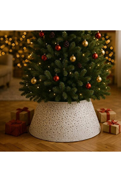 zola Decorative cover for Christmas tree stand, 60 cm, universal, velcro fastening, white with silver sequins