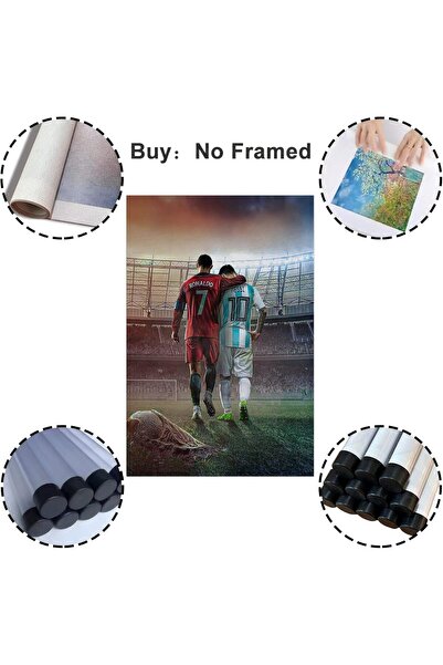 Generic Canvas Wall Art Poster - Cristiano Ronaldo & Lionel Messi Football Stars, 16×24 in (40×60 cm), Unf
