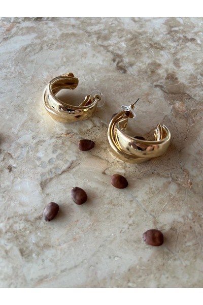 ELENOR Kadın Kalın 2 Li Halka Çelik Küpe