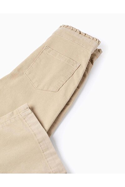 Ziddy Wide Leg Corduroy Trousers for Girls, Beige