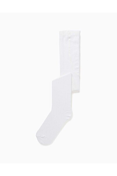 Ziddy جوارب محبوكة سادة مضادة للوبر للبنات، لون أبيض