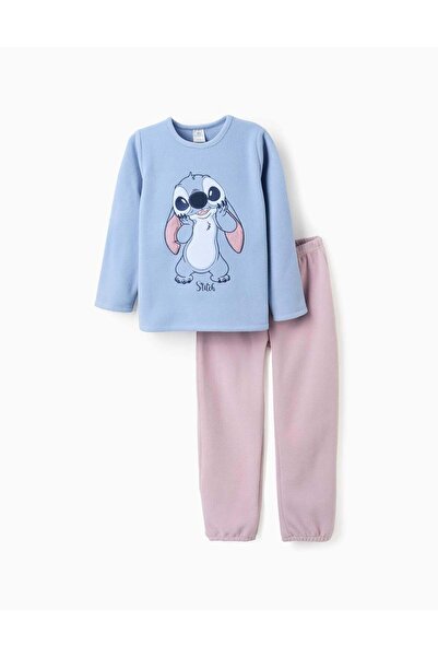 Ziddy بيجامة بولار فليس للبنات "ستيتش"، أزرق/وردي
