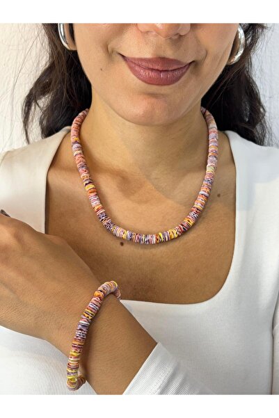 gemsartdeco Sea Shell Necklace Bracelet Set