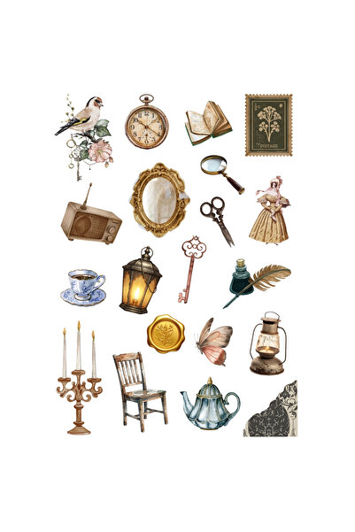 Bimotif Karışık vintage figürler 20 adet sticker seti (1 sayfa)