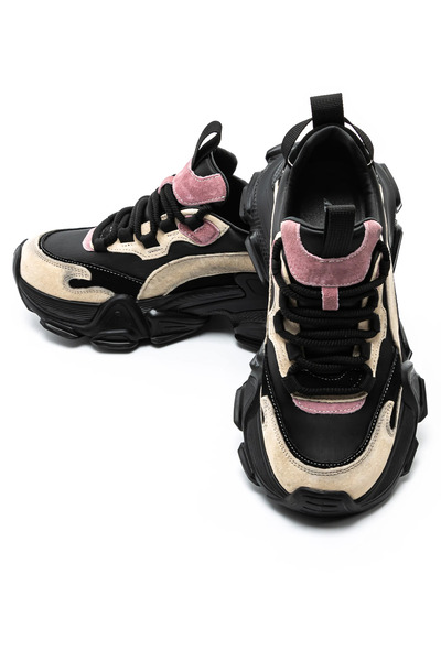 advancer Pantofi Sport Dama din piele naturala Y5758-2 Negru-Roz