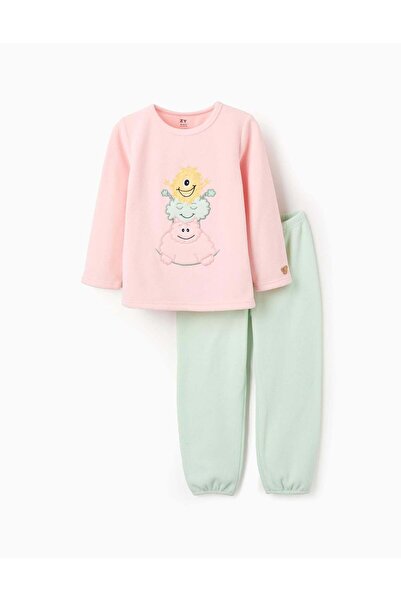 Ziddy بيجامة بولار للبنات "وحوش المشاعر"، وردي/أخضر