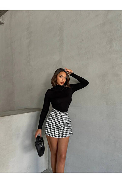 İntive Lingerie Flap stamp shorts skirt black and white houndstooth h261218
