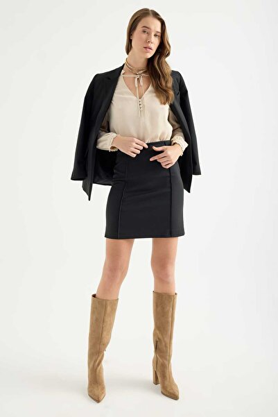 Masha Kate Top-Stitched Short Skirt