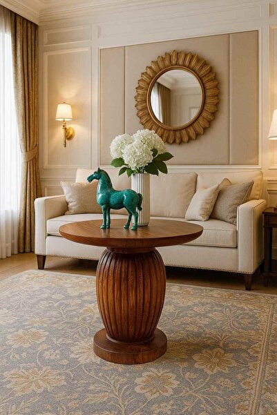 Simillo Home&Living Verona Meşe Renk Ahşap Orta Sehpa – Modern Mantar Sehpa T...