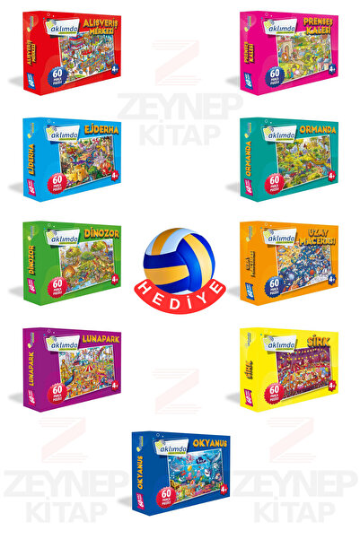 AKLIMDA ZEKA OYUNLARI 540 Parça Puzzle Seti 9 Çeşit Puzzle(Voleybol Topu Hediye)