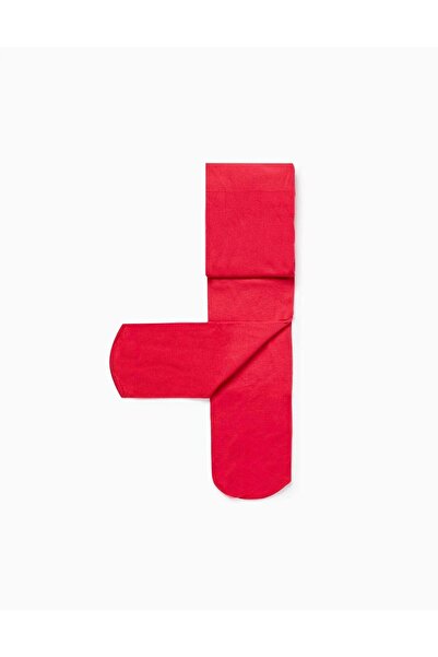 Ziddy Plain Microfibre Tights for Girls, Red