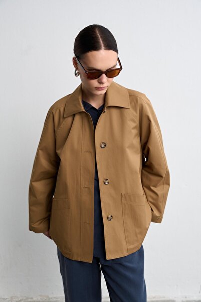 Zeyyen OVERSIDE SHORT TRENÇKOT CAMEL