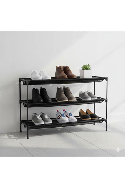 tridihome 3 Katlı Metal Ayakkabılık Portatif Çok Amaçlı Kapı Önü Hol Giriş Raf Düzenleyici