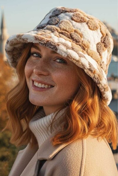 Mood Agenda قبعة دلو نسائية من القطيفة بنقشة الزهور