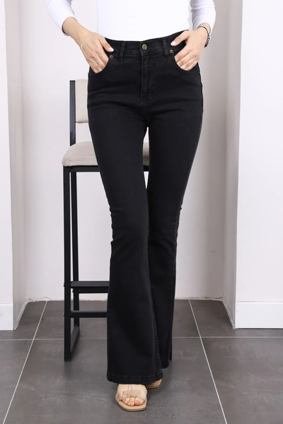 mooishan بنطلون جينز Çnr واسع الأرجل عالي الخصر مريح مقاس L قماش قابل للتمدد ...