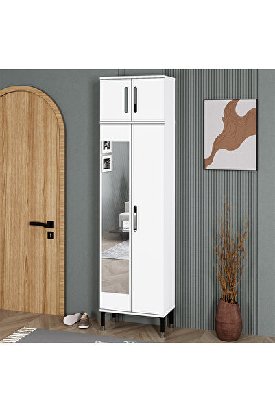 Kalender Dekor Demet-1-4 Ayaklı Aynalı Ayakkabılık Portmanto Vestiyer