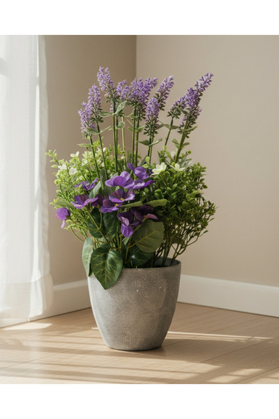 REDTAG زهور اللافندر الأرجوانية والبتونيا مع أصيص