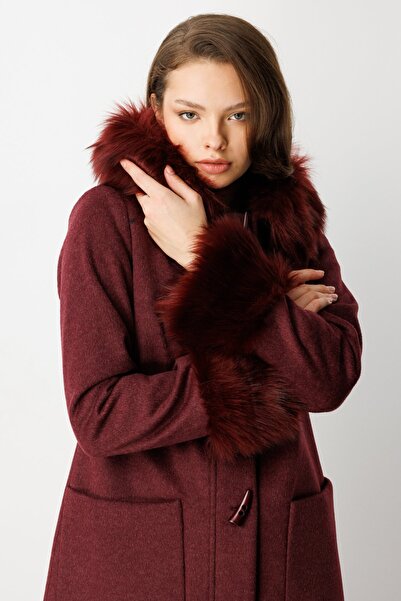 Ekol Cashmere Coat with Fur Collar and Sleeves