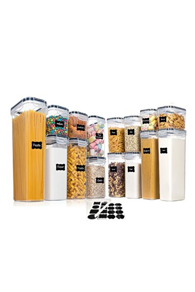 zola Set of 15 food storage containers, 4x0.8l /6x1.4l /4x2l /1x2.8l, labels and marker