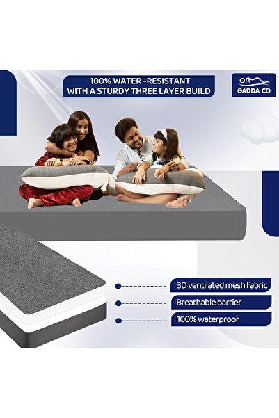Generic GADDA CO Waterproof Cotton Mattress Protector Cover 72 x 78 in (Gray)