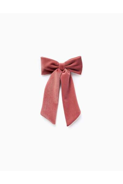 Ziddy Hair Clip with Velvet Bow for Babies and Girls, Pink